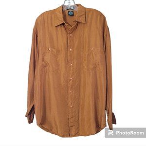 VINTAGE 100% Silk Rust long sleeve shirt